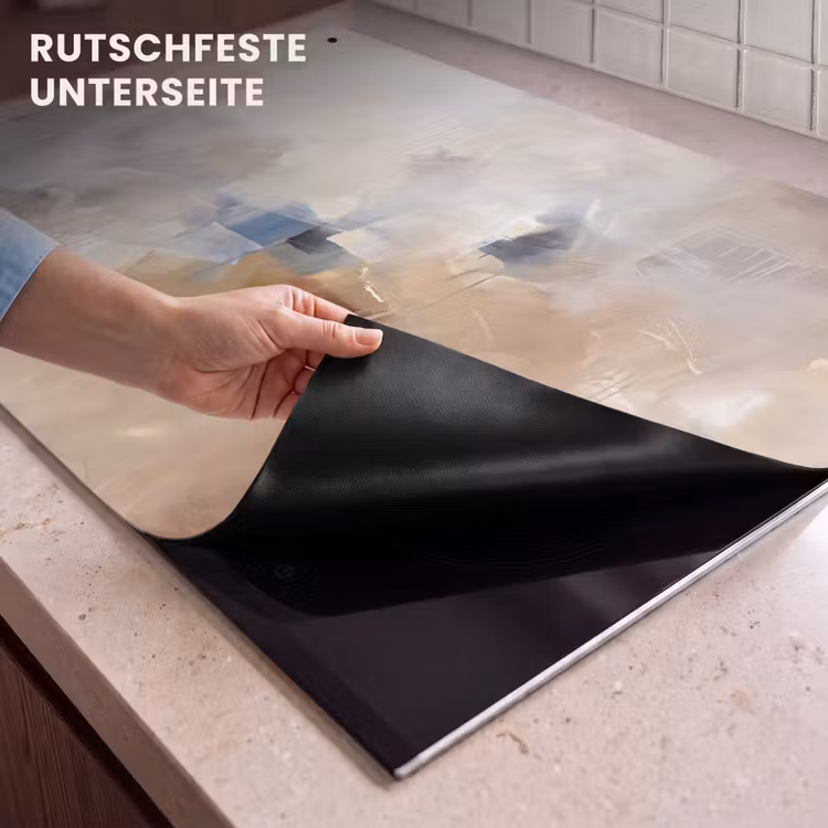 Abstract - Borstelstreken - Modern - Beige - Kunst Inductie beschemer met haakjes klein -ky-onderkant-de