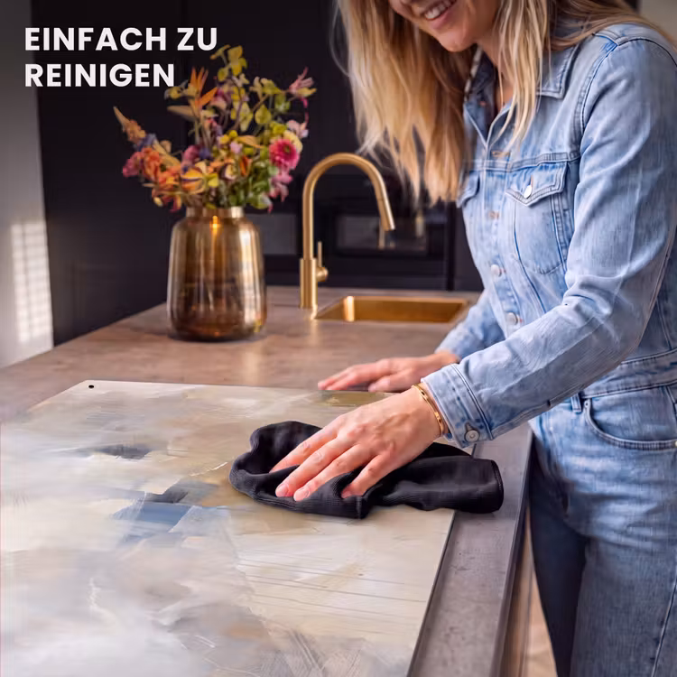 Abstract - Borstelstreken - Modern - Beige - Kunst Inductie beschemer met haakjes klein -ky-schoon-de