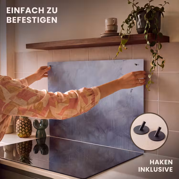 Abstract - Kwaststreken - Modern - Kunst - Grijs Inductie beschemer met haakjes klein -ky-ophangen-de