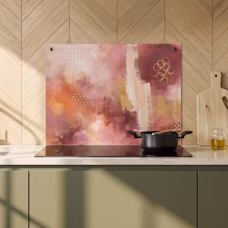 Abstract - Rood - Goud - Modern - Kunst Inductie beschemer met haakjes klein -sfeer2