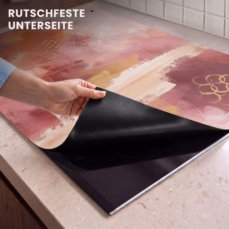 Abstract - Rood - Goud - Modern - Kunst Inductie beschemer met haakjes klein -ky-onderkant-de
