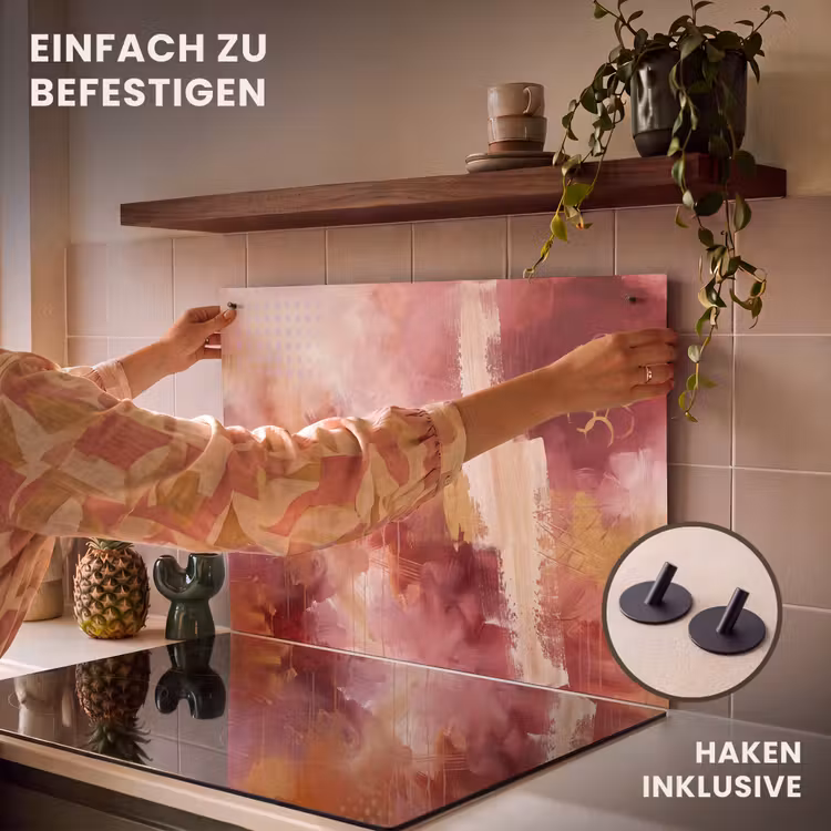 Abstract - Rood - Goud - Modern - Kunst Inductie beschemer met haakjes klein -ky-ophangen-de