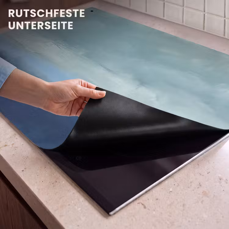 Abstract - Lagen - Rust - Modern - Blauw Inductie beschemer met haakjes klein -ky-onderkant-de