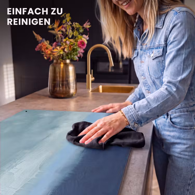 Abstract - Lagen - Rust - Modern - Blauw Inductie beschemer met haakjes klein -ky-schoon-de