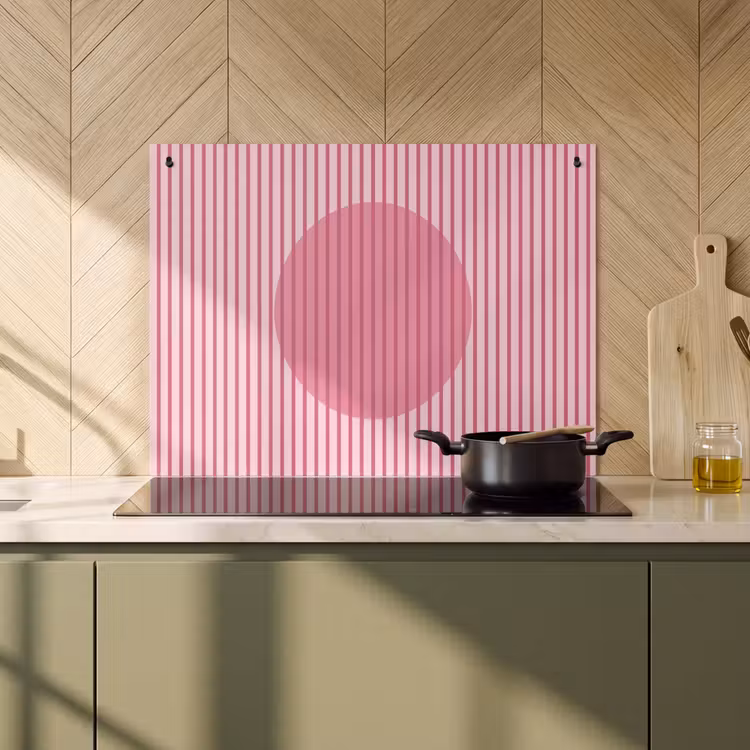 Abstract - Strepen - Ovaal - Roze - Modern Inductie beschemer met haakjes klein -sfeer2