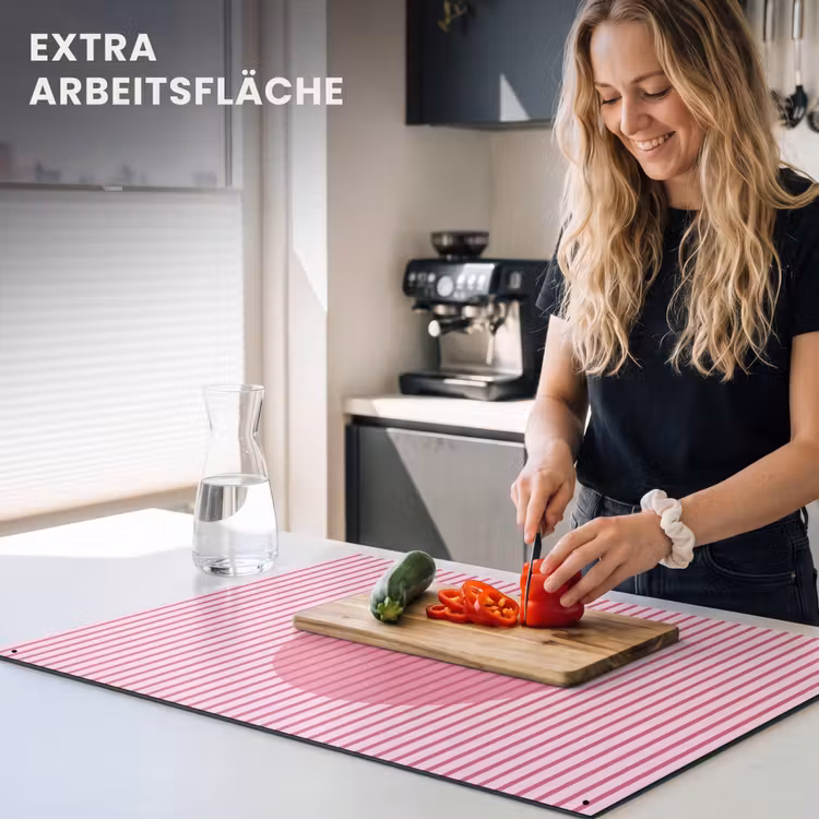Abstract - Strepen - Ovaal - Roze - Modern Inductie beschemer met haakjes klein -ky-usp-de