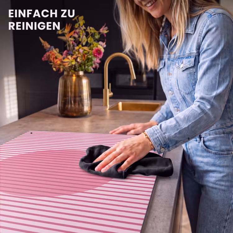 Abstract - Strepen - Ovaal - Roze - Modern Inductie beschemer met haakjes klein -ky-schoon-de
