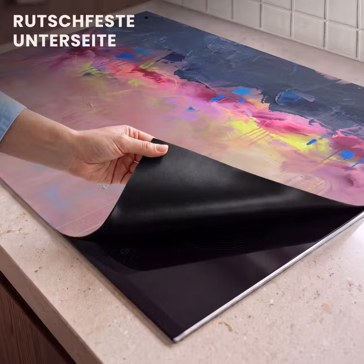 Abstract - Textuur - Kleuren - Modern - Roze Inductie beschemer met haakjes klein -ky-onderkant-de