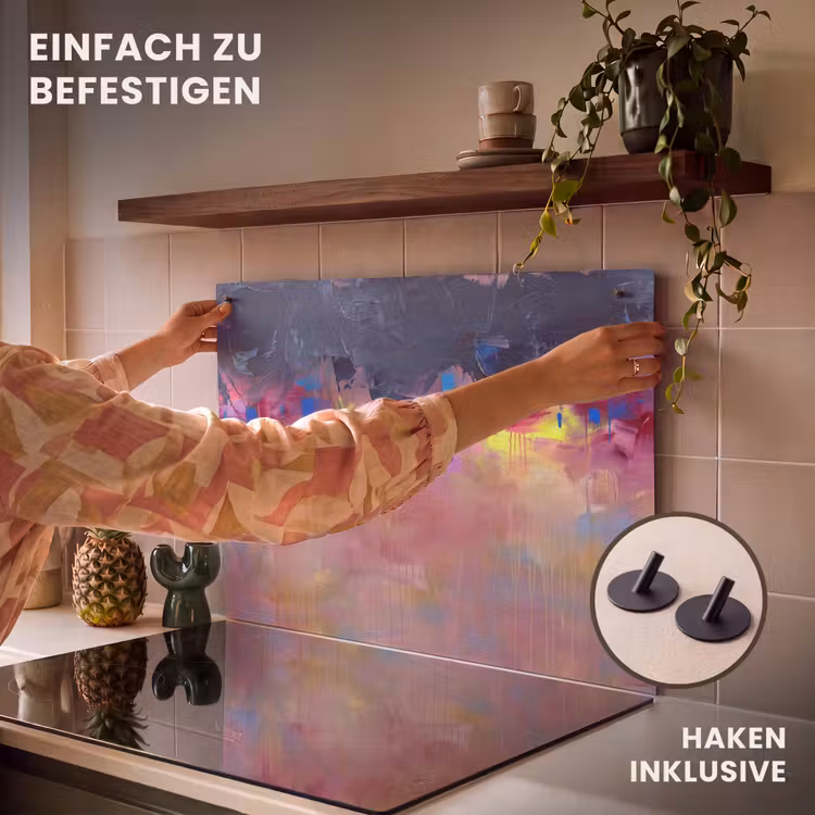 Abstract - Textuur - Kleuren - Modern - Roze Inductie beschemer met haakjes klein -ky-ophangen-de