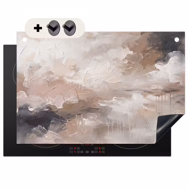 Abstract - Textuur - Kunst - Modern - Beige Inductie beschemer met haakjes klein -3d