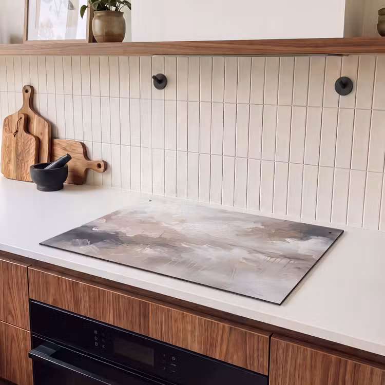 Abstract - Textuur - Kunst - Modern - Beige Inductie beschemer met haakjes klein -sfeer1