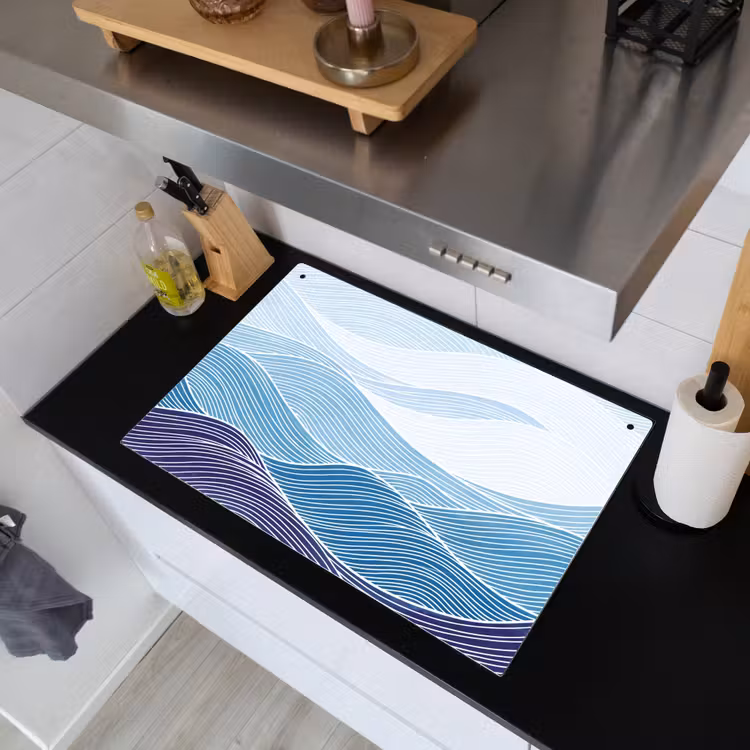 Abstract - Golven - Patroon - Blauw - Modern Inductie beschemer met haakjes klein -sfeer1