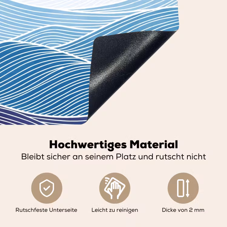 Abstract - Golven - Patroon - Blauw - Modern Inductie beschemer met haakjes klein -ky-onderkant-de