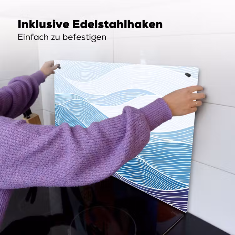 Abstract - Golven - Patroon - Blauw - Modern Inductie beschemer met haakjes klein -ky-ophangen-de