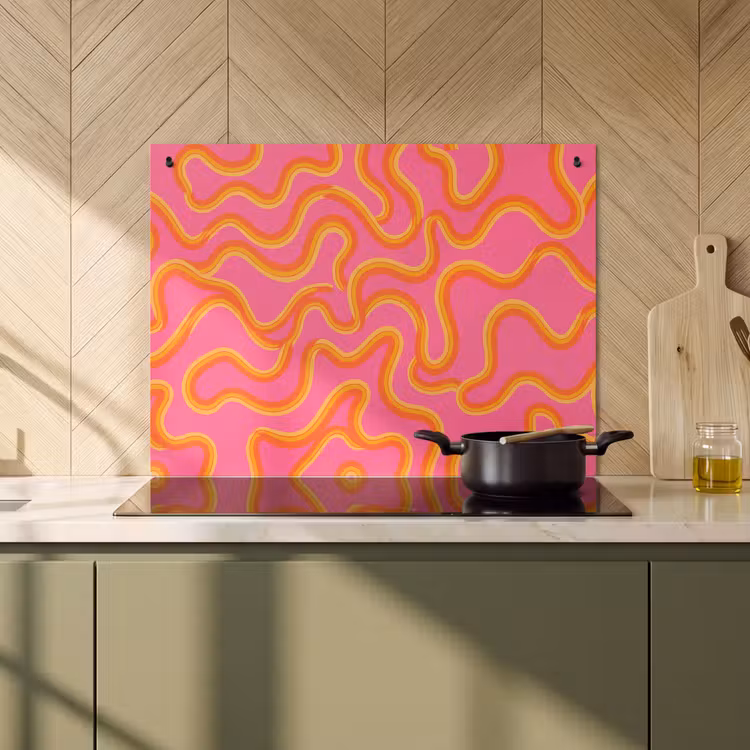 Abstract - Golvende lijnen - Modern - Kleurrijk Inductie beschemer met haakjes klein -sfeer2