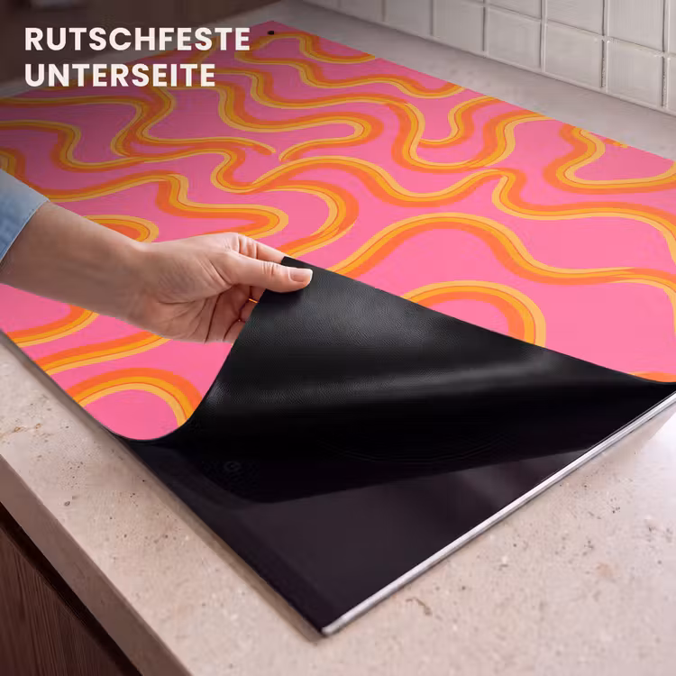 Abstract - Golvende lijnen - Modern - Kleurrijk Inductie beschemer met haakjes klein -ky-onderkant-de