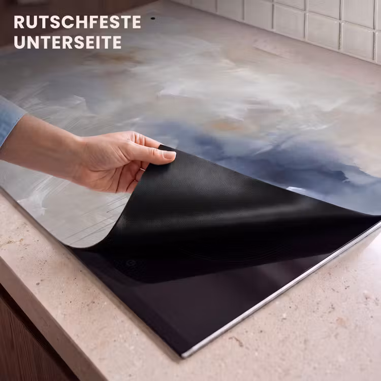 Abstract - Wolken - Sfeer - Modern - Beige Inductie beschemer met haakjes klein -ky-onderkant-de