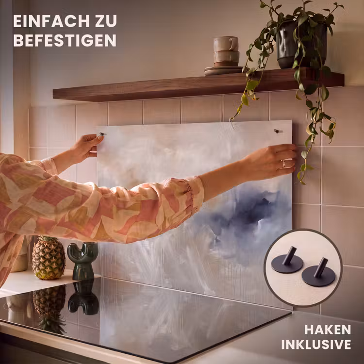 Abstract - Wolken - Sfeer - Modern - Beige Inductie beschemer met haakjes klein -ky-ophangen-de
