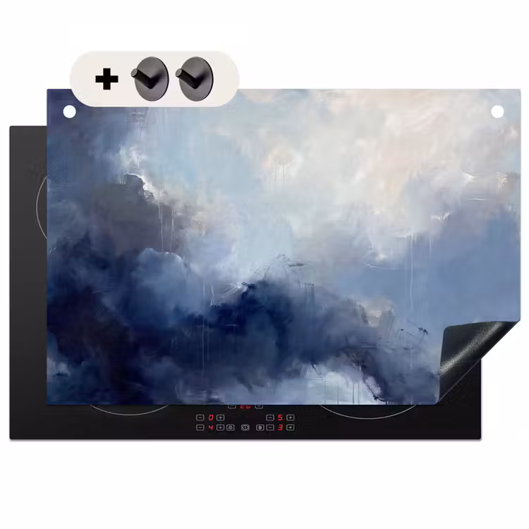 Abstract - Wolken - Modern - Blauw - Kunst Inductie beschemer met haakjes klein -3d