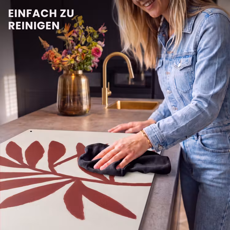 2-in-1 Herdabdeckplatte & Spritzschutz - Zweig - Blätter - Rot - Tak - Bladeren - Rood Inductie beschemer met haakjes klein