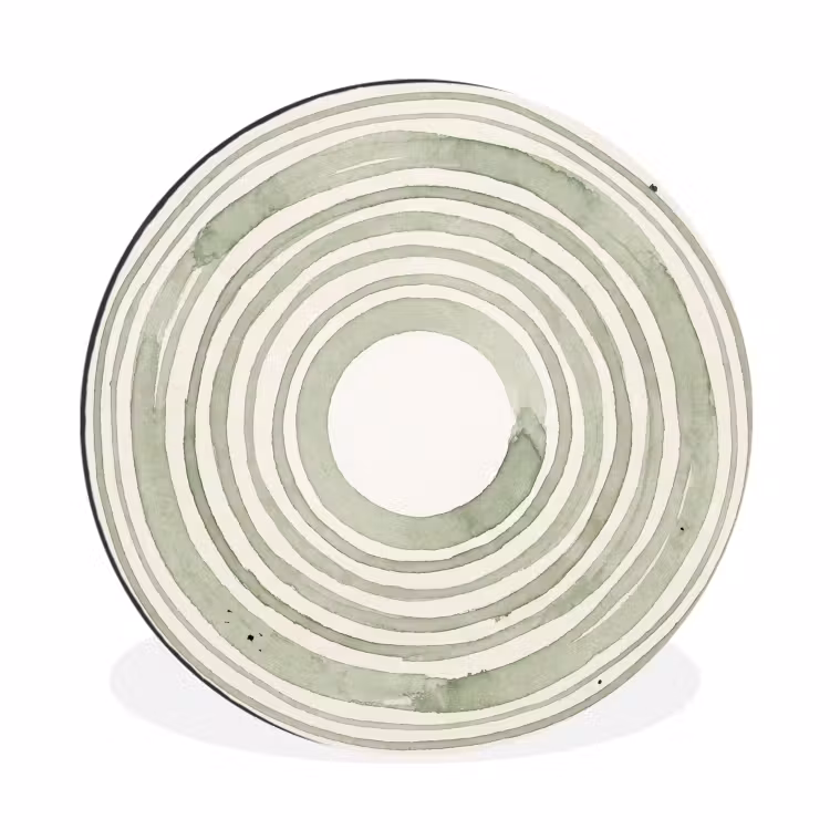 Abstractie - Cirkels - Waterverf - Groen - Modern Wandcirkel aluminium klein -3d