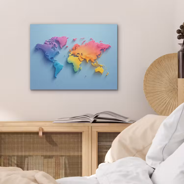 3D - Regenboog - Wereldkaart PET vilt klein -sfeer3