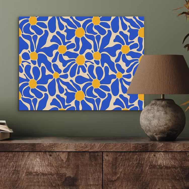 Abstract - Bloem - Blauw PET vilt klein 837 -sfeer2