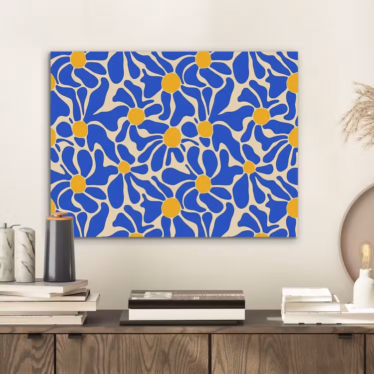 Abstract - Bloem - Blauw PET vilt klein 837 -sfeer1