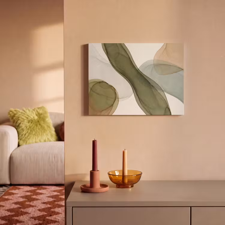 Abstract - Vormen - Modern - Kunst - Groen - Bruin PET vilt klein -sfeer1