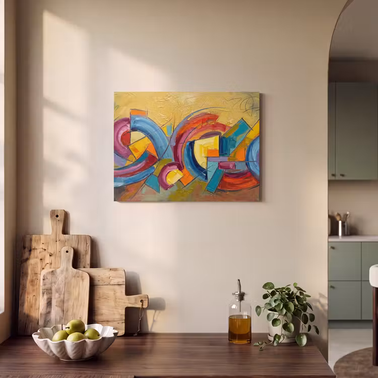 Abstract - Cirkels - Schilderij - Kleurrijk - Dynamisch PET vilt klein -sfeer2