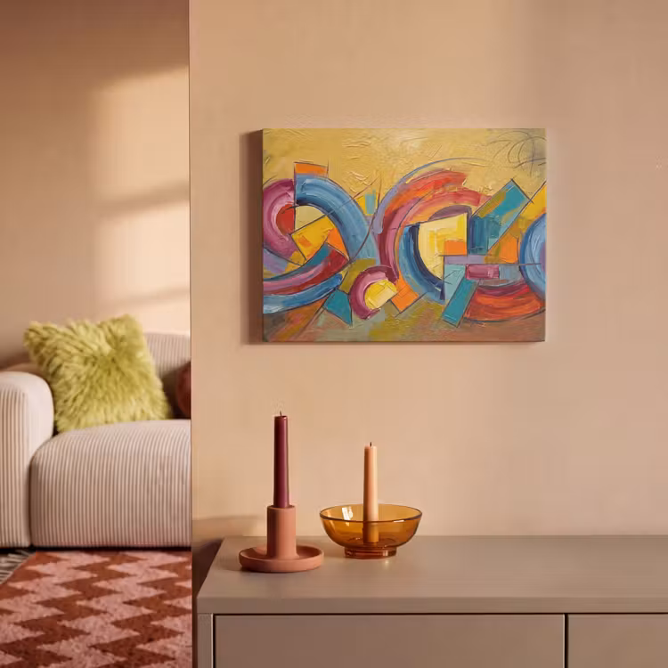 Abstract - Cirkels - Schilderij - Kleurrijk - Dynamisch PET vilt klein -sfeer1