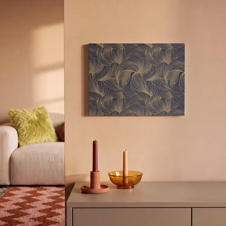 Abstract - Lijnen - Blauw - Goud PET vilt klein 837 -sfeer1