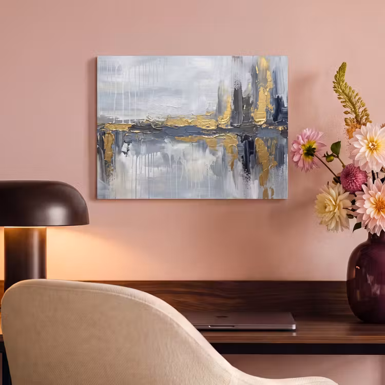 Abstract - Structuur - Goud - Grijs - Modern PET vilt klein -sfeer3