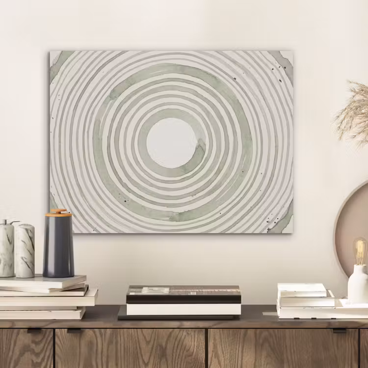 Abstractie - Cirkels - Waterverf - Groen - Modern PET vilt klein -sfeer1
