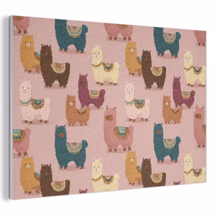 Alpaca's - Patroon - Kleurrijk PET vilt klein 837 -3d