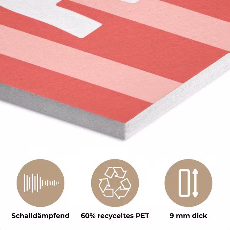 Amor - Strepen - Rood - Roze PET vilt klein -closeup_DE