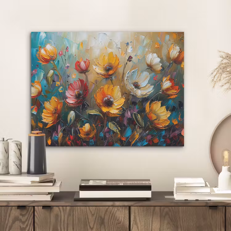 Watercolor - Bloemen - Kunst - Modern PET vilt klein -sfeer1