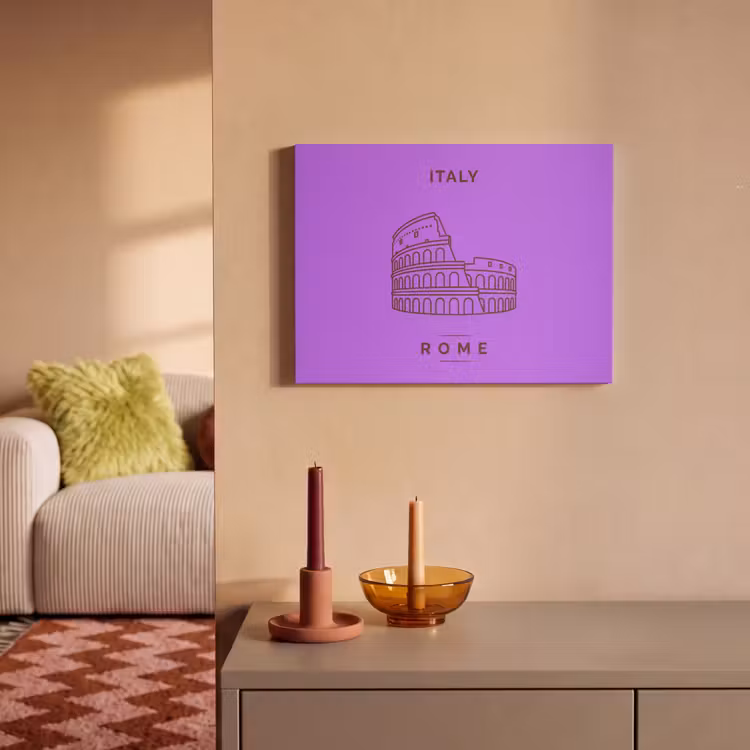 Architectuur - Colosseum - Rome - Minimalistisch - Paars PET vilt klein -sfeer1