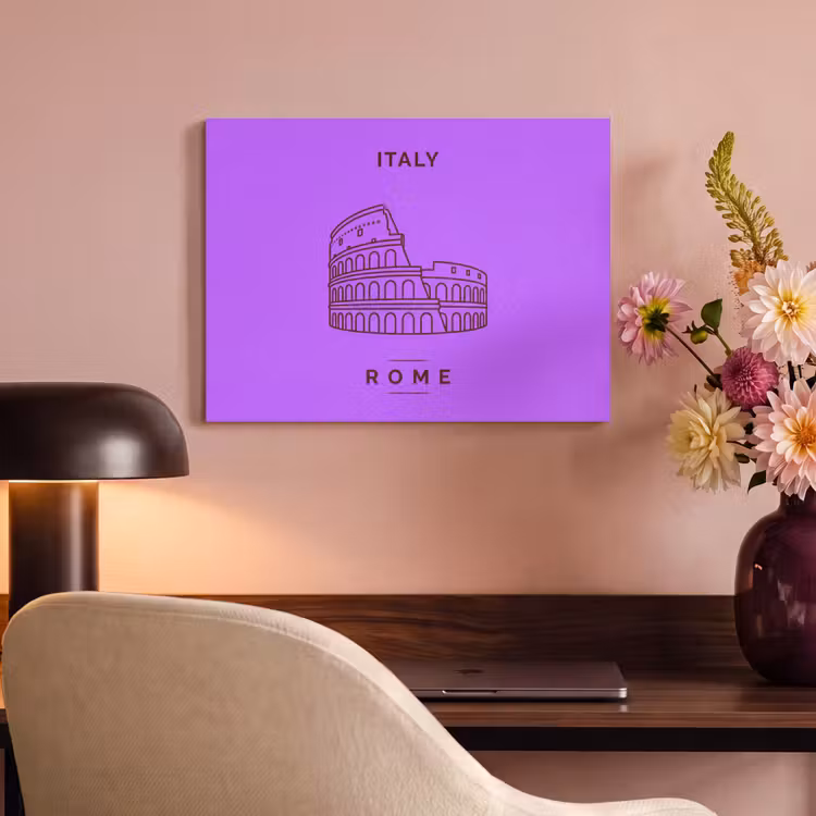 Architectuur - Colosseum - Rome - Minimalistisch - Paars PET vilt klein -sfeer3