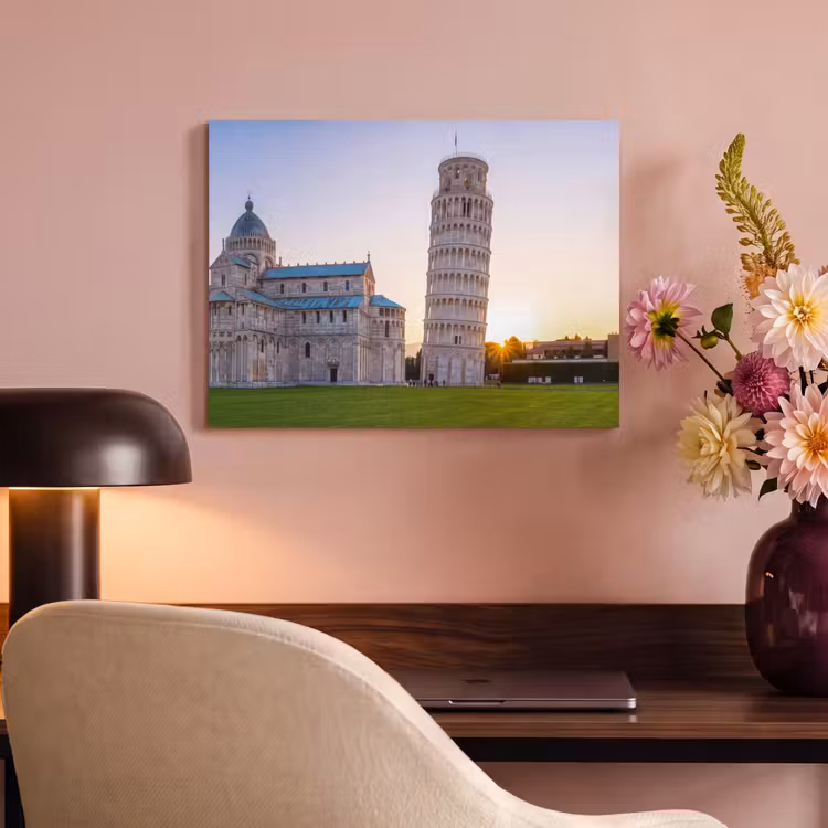 Architectuur - Toren - Pisa - Italië - Zonsondergang PET vilt klein -sfeer3