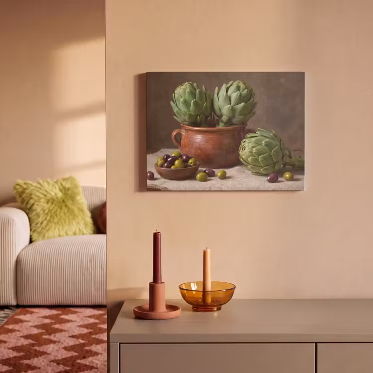Akustikbild - Artischocken – Oliven – Essen - Artisjokken - Olijven - Eten PET vilt klein