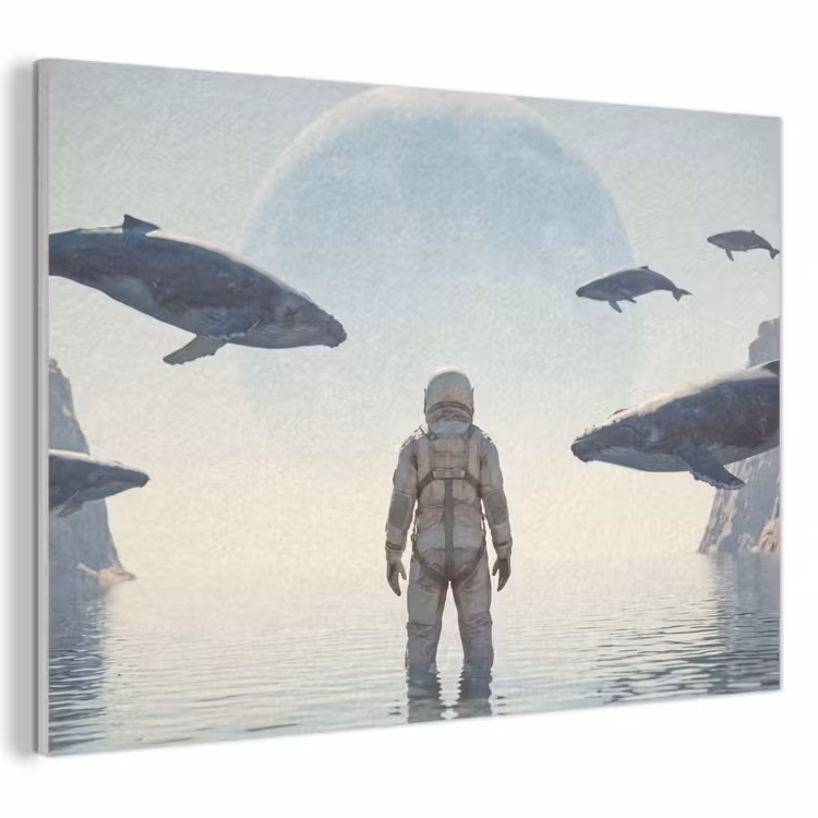 Akustikbild - Astronaut – Wal – Fantasie - Ruimtevaarder - Walvis - Fantasie PET vilt klein