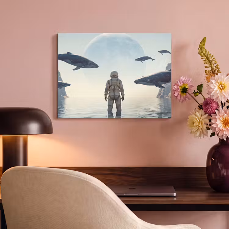 Akustikbild - Astronaut – Wal – Fantasie - Ruimtevaarder - Walvis - Fantasie PET vilt klein