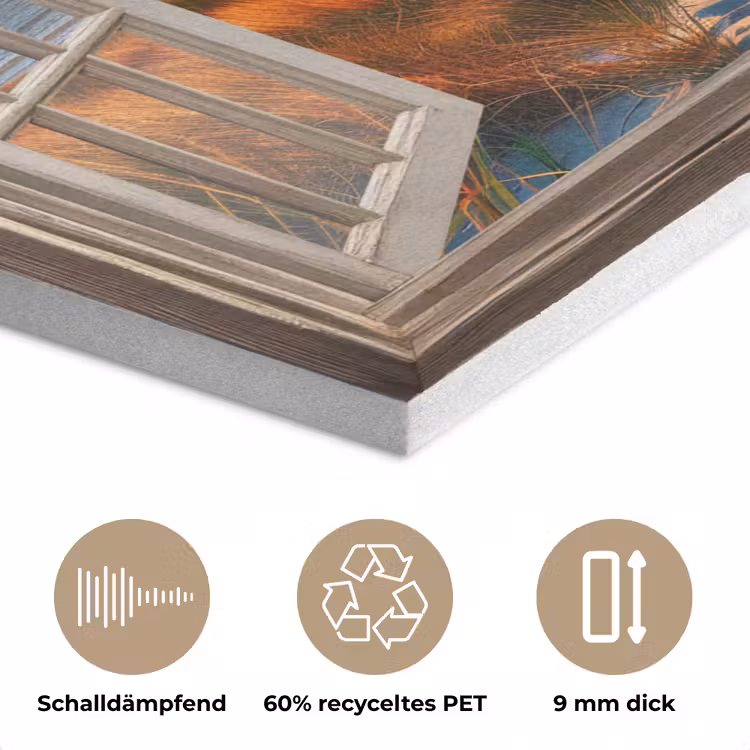 Doorkijk - Raam - Vuurtoren - Zonsondergang - Strand PET vilt klein -closeup_DE
