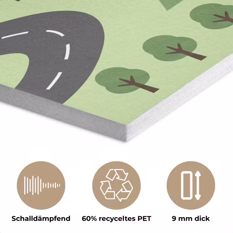Auto - Bergweg - Natuur - Illustratie PET vilt klein -closeup_DE