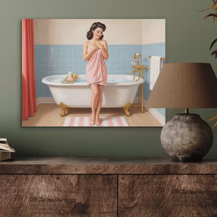 Badkamer - Vrouw - Roze PET vilt klein -sfeer2
