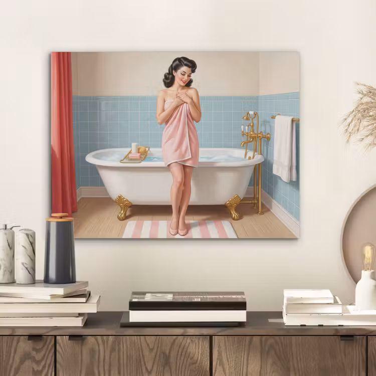 Badkamer - Vrouw - Roze PET vilt klein -sfeer1