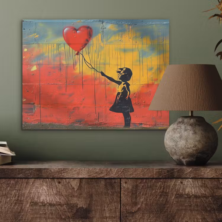 Banksy - Kunst - Graffiti - Meisje - Street art PET vilt klein -sfeer2