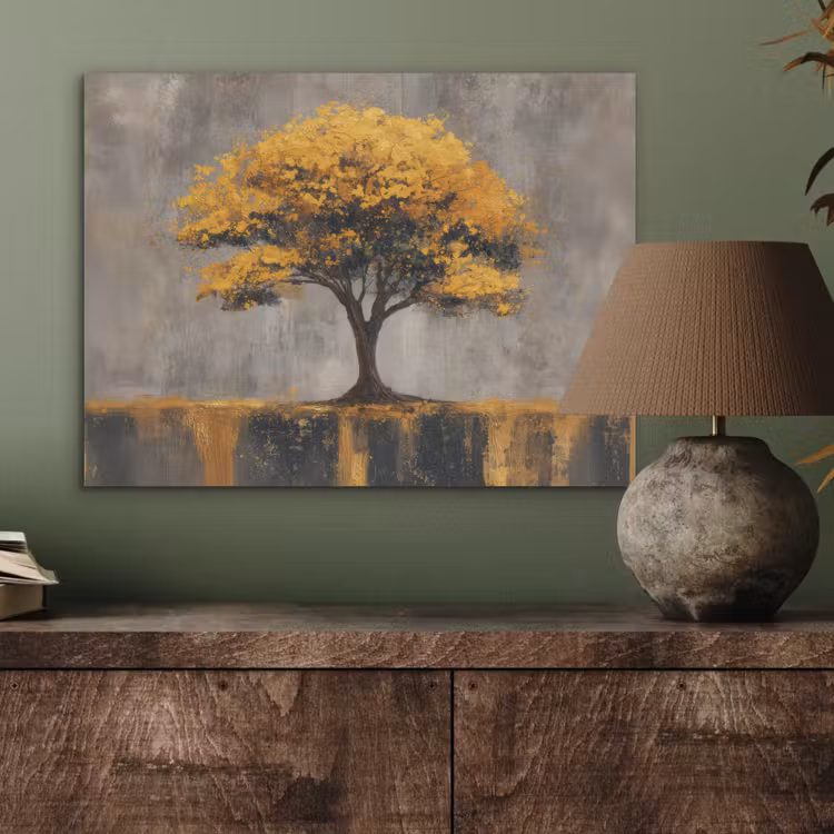 Boom - Bladeren - Goud - Abstract PET vilt klein -sfeer2