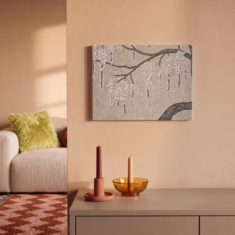 Boom - Bloemen - Mozaïek - Kunst - Wit PET vilt klein -sfeer1
